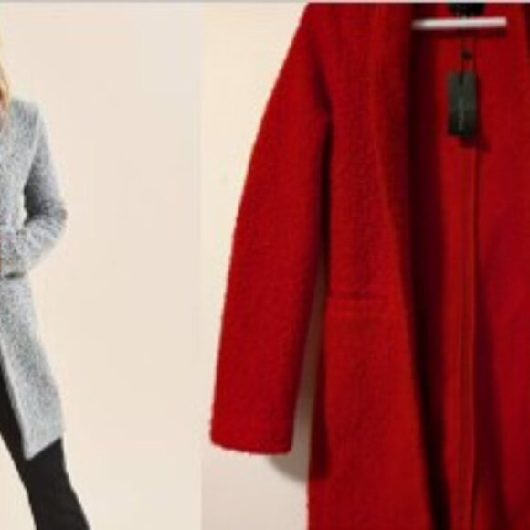 Dynamite Teddy Red Boucle Jacket Size SMALL NWT - Picture 11 of 13